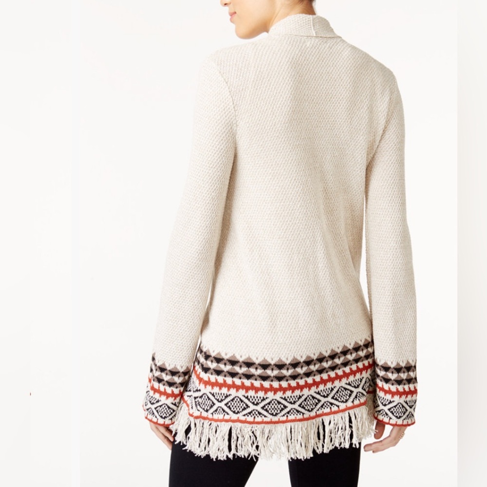 Style & Co. Fringe Knit Aztec Print Cardigan - Picture 2 of 6